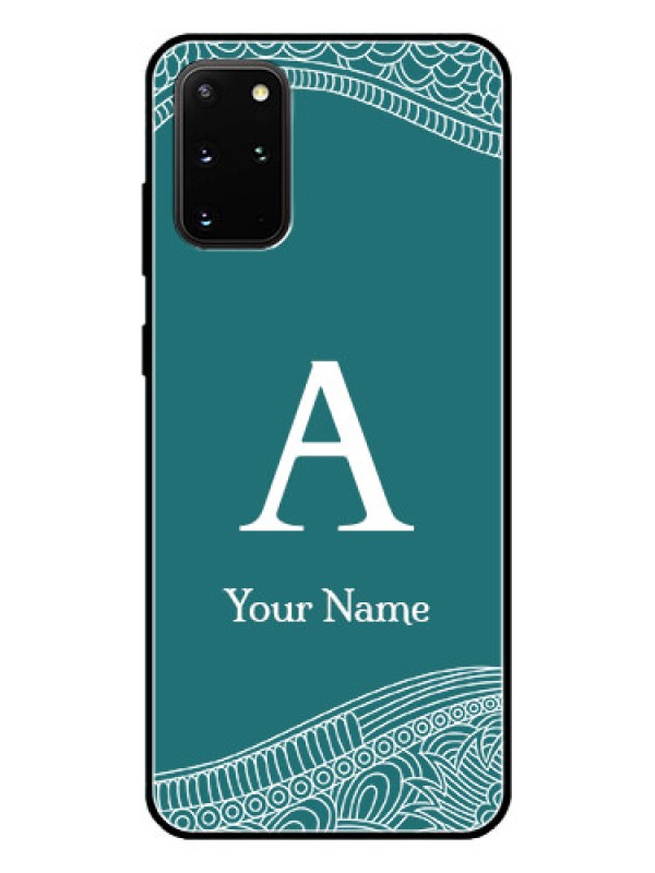 Custom Galaxy S20 Plus Personalized Glass Phone Case - line art pattern with custom name Design