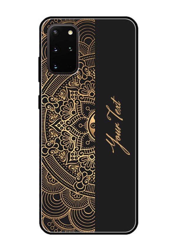 Galaxy S20 Plus Photo Printing on Glass Case - Mandala art with custom text Design
