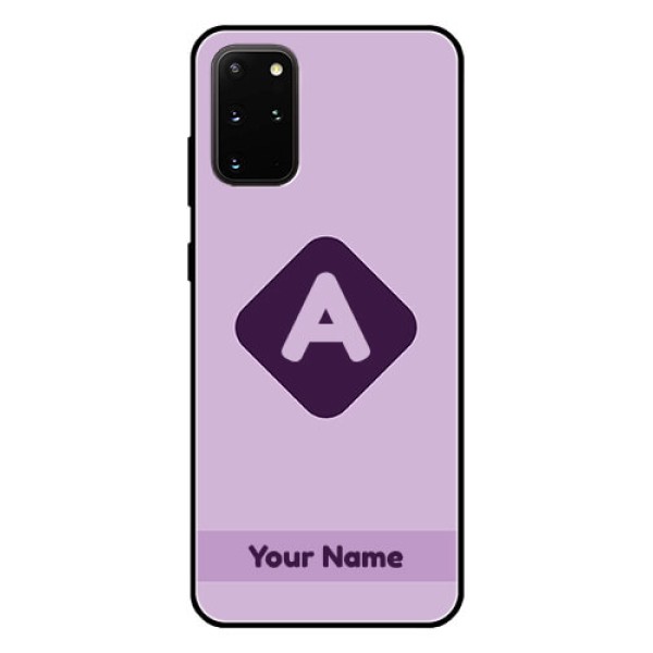 Galaxy S20 Plus Custom Glass Mobile Case - Custom Letter in curved badge Design