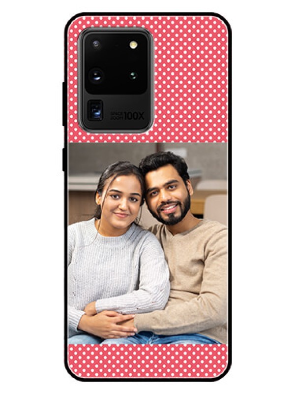 Custom Galaxy S20 Ultra Custom Glass Phone Case  - White Dotted Design