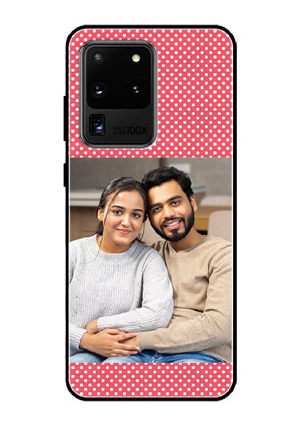 Galaxy S20 Ultra Custom Glass Phone Case  - White Dotted Design