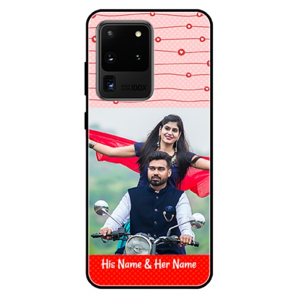 Galaxy S20 Ultra Personalized Glass Phone Case  - Red Pattern Case Design