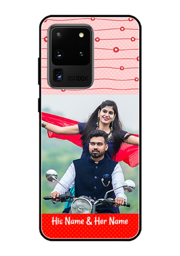 Galaxy S20 Ultra Personalized Glass Phone Case  - Red Pattern Case Design