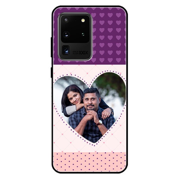 Galaxy S20 Ultra Custom Glass Phone Case  - Violet Love Dots Design