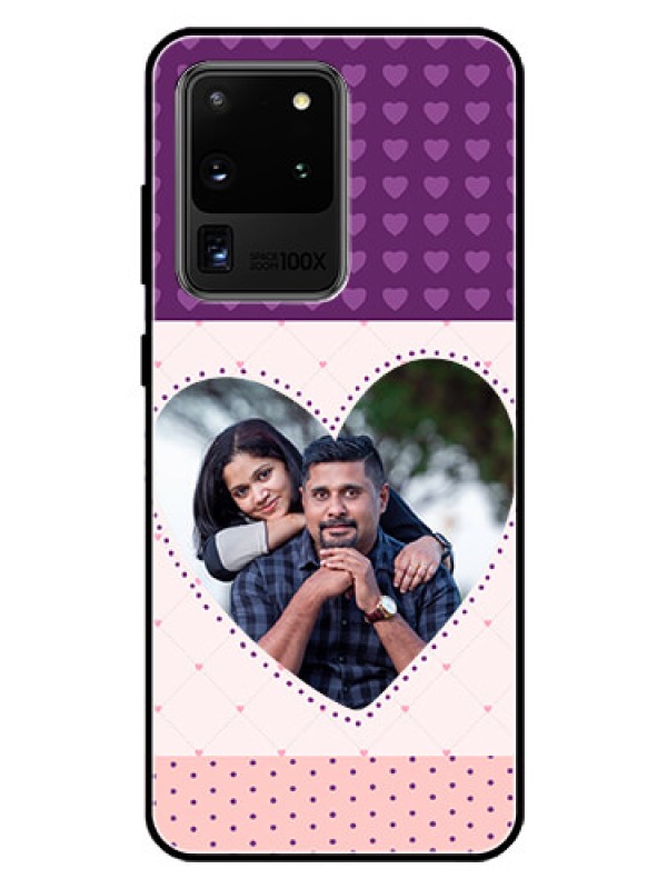 Custom Galaxy S20 Ultra Custom Glass Phone Case  - Violet Love Dots Design