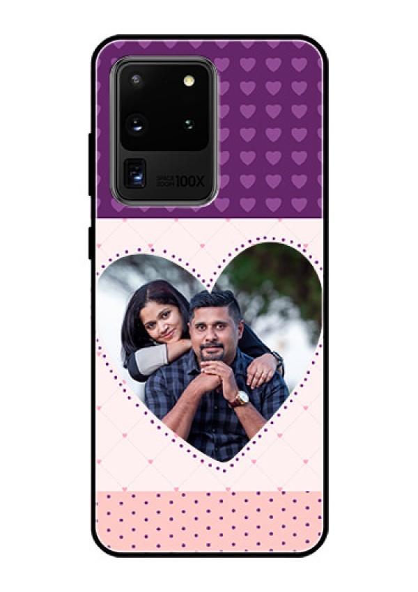 Galaxy S20 Ultra Custom Glass Phone Case  - Violet Love Dots Design