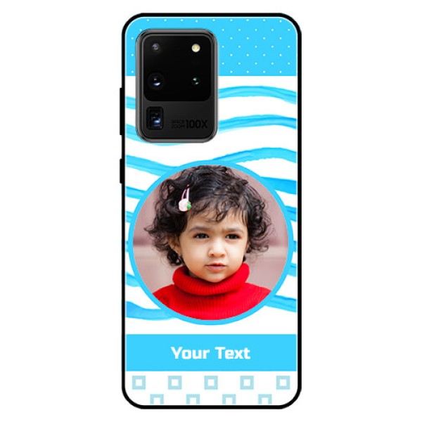 Galaxy S20 Ultra Custom Glass Phone Case  - Simple Blue Case Design