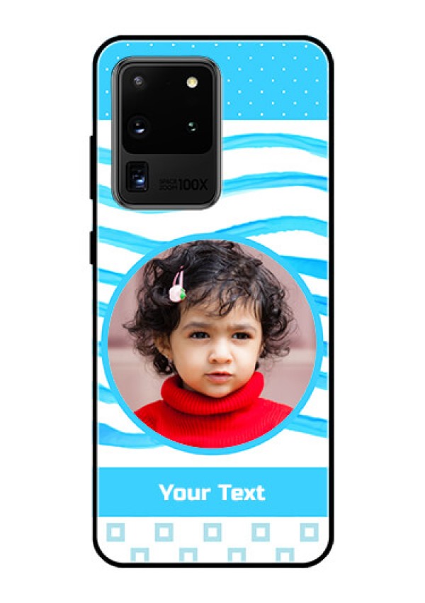 Galaxy S20 Ultra Custom Glass Phone Case  - Simple Blue Case Design