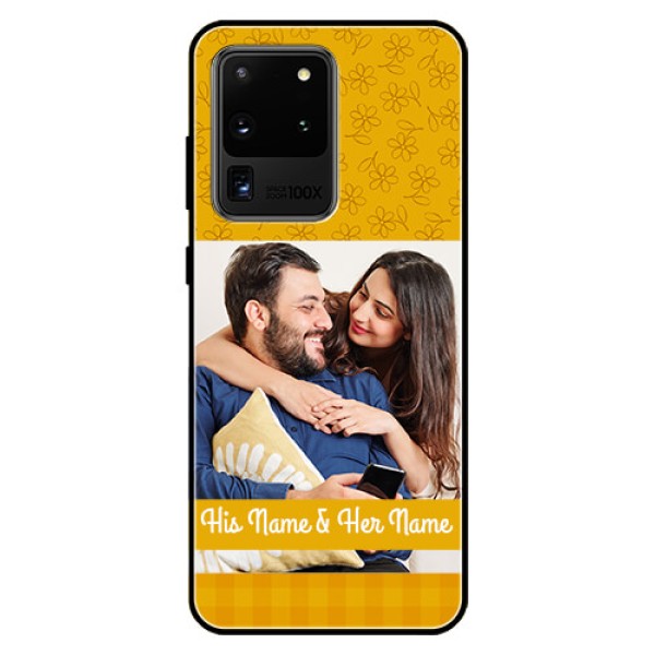 Galaxy S20 Ultra Custom Glass Mobile Case - Yellow Floral Design Galaxy S20 Ultra Custom Glass Mobile Case - Yellow Floral Design