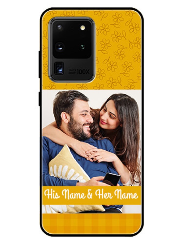 Custom Galaxy S20 Ultra Custom Glass Mobile Case  - Yellow Floral Design