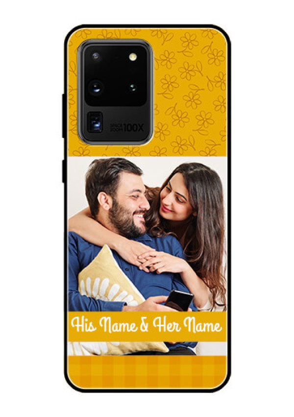 Galaxy S20 Ultra Custom Glass Mobile Case  - Yellow Floral Design