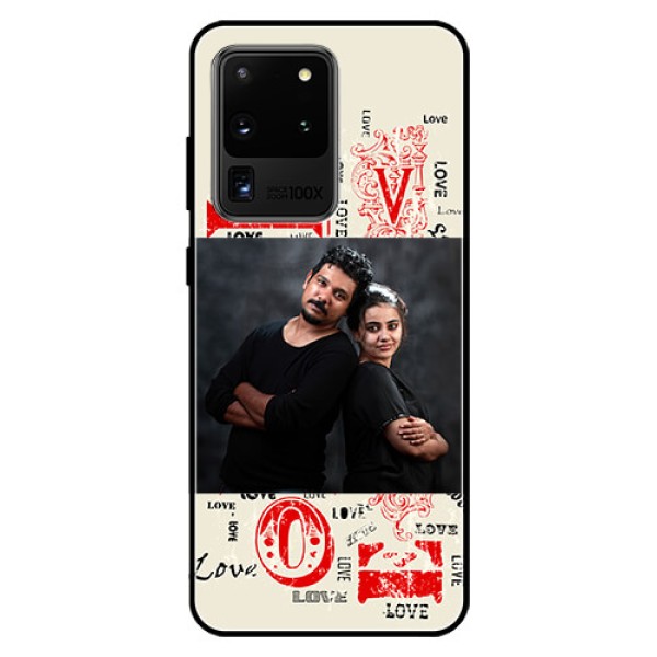 Galaxy S20 Ultra Photo Printing on Glass Case  - Trendy Love Design Case