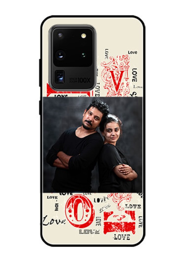 Galaxy S20 Ultra Photo Printing on Glass Case  - Trendy Love Design Case