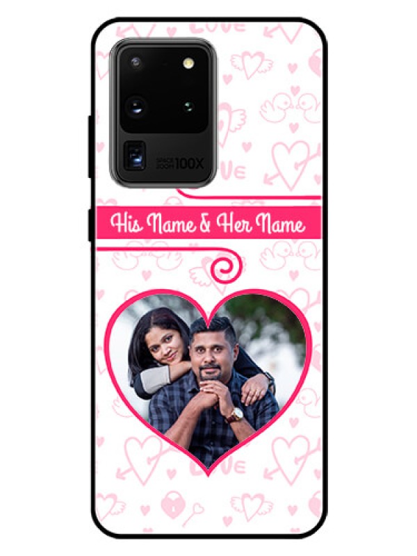 Custom Galaxy S20 Ultra Personalized Glass Phone Case  - Heart Shape Love Design