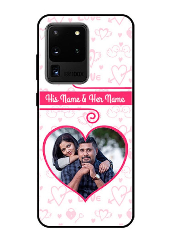 Galaxy S20 Ultra Personalized Glass Phone Case  - Heart Shape Love Design
