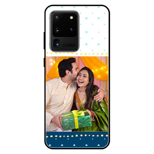 Galaxy S20 Ultra Personalized Glass Phone Case - White and Blue Abstract Design Galaxy S20 Ultra Personalized Glass Phone Case - White and Blue Abstract Design