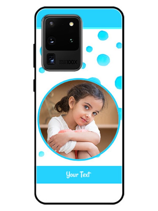 Custom Galaxy S20 Ultra Photo Printing on Glass Case  - Blue Bubbles Pattern Design
