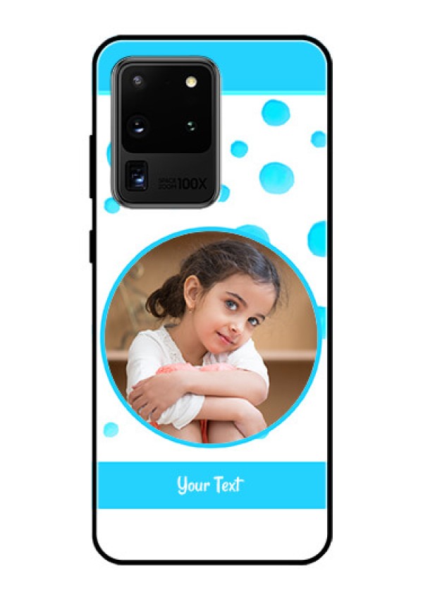 Galaxy S20 Ultra Photo Printing on Glass Case  - Blue Bubbles Pattern Design