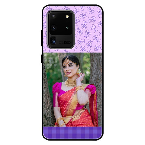 Galaxy S20 Ultra Custom Glass Phone Case - Purple Floral Design Galaxy S20 Ultra Custom Glass Phone Case - Purple Floral Design
