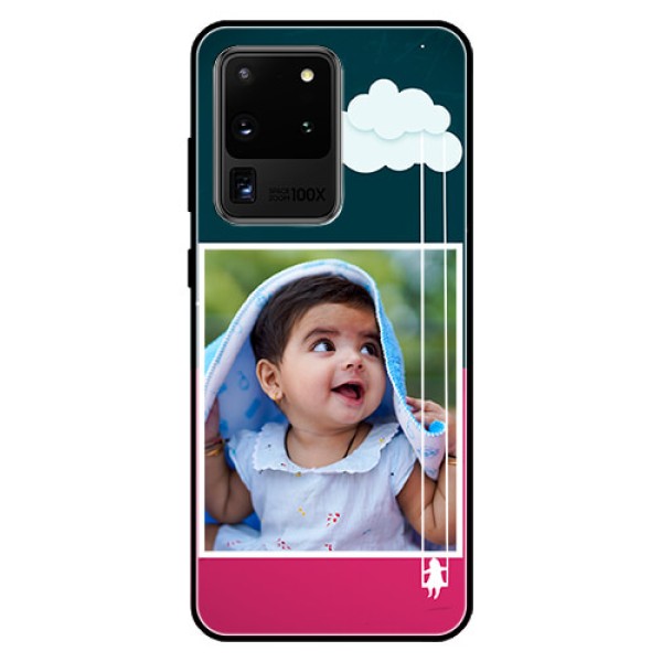 Galaxy S20 Ultra Custom Glass Phone Case  - Cute Girl with Cloud Design