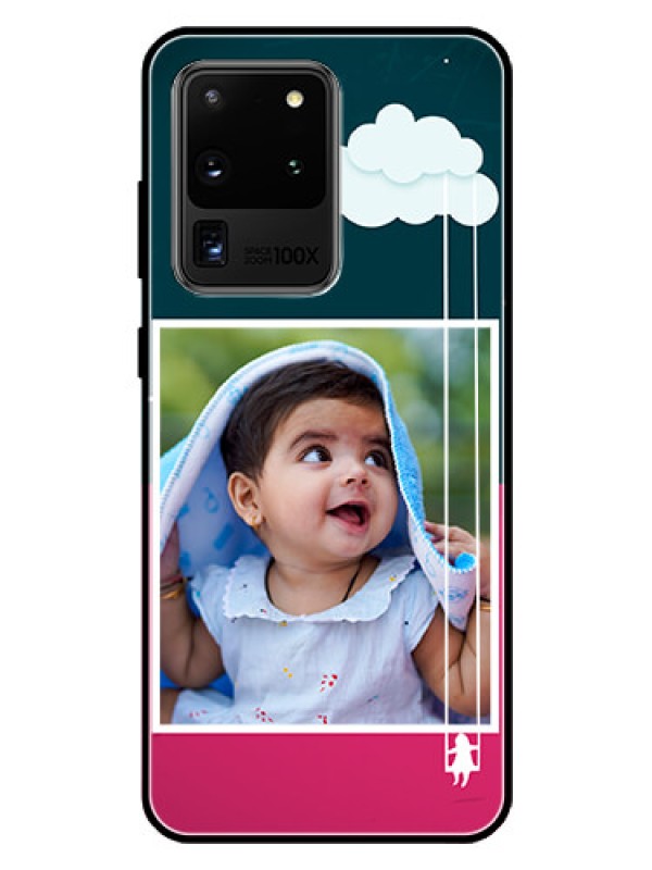 Custom Galaxy S20 Ultra Custom Glass Phone Case  - Cute Girl with Cloud Design