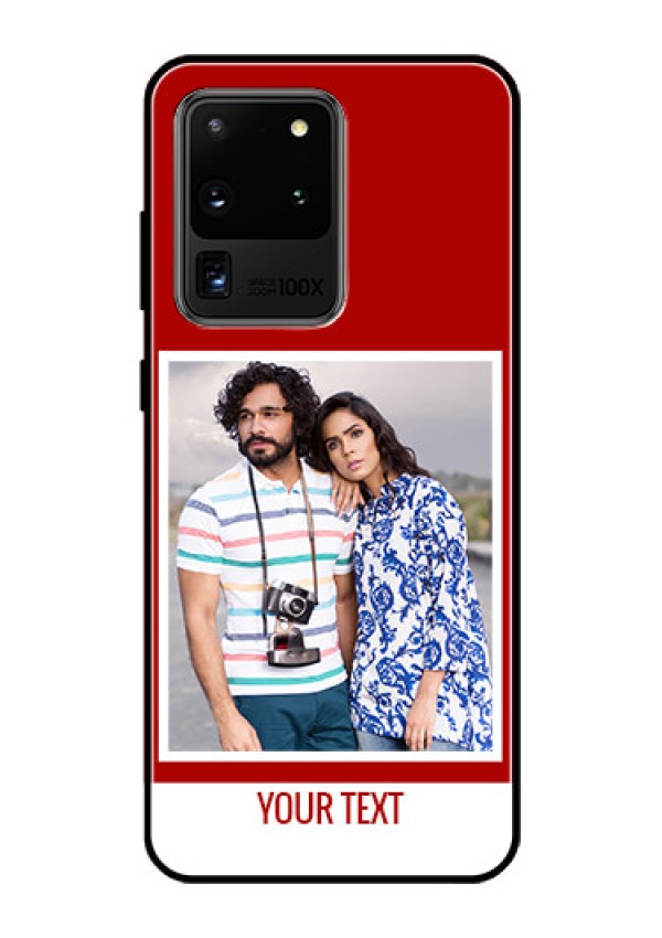 Galaxy S20 Ultra Personalized Glass Phone Case  - Simple Red Color Design