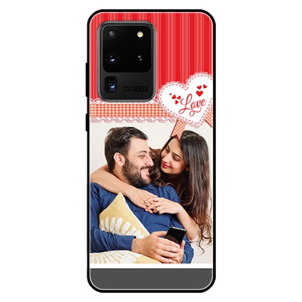 Galaxy S20 Ultra Custom Glass Mobile Case  - Red Love Pattern Design