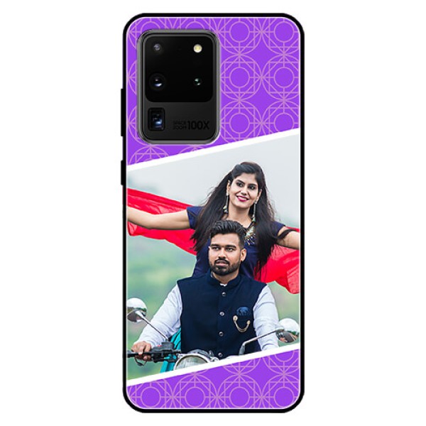 Galaxy S20 Ultra Custom Glass Phone Case  - Violet Pattern Design