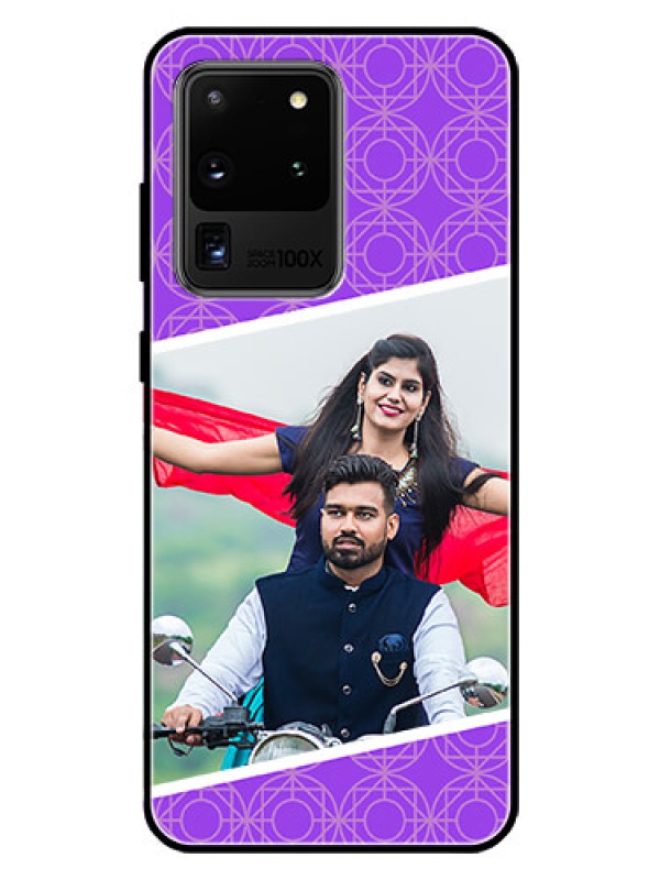Custom Galaxy S20 Ultra Custom Glass Phone Case  - Violet Pattern Design