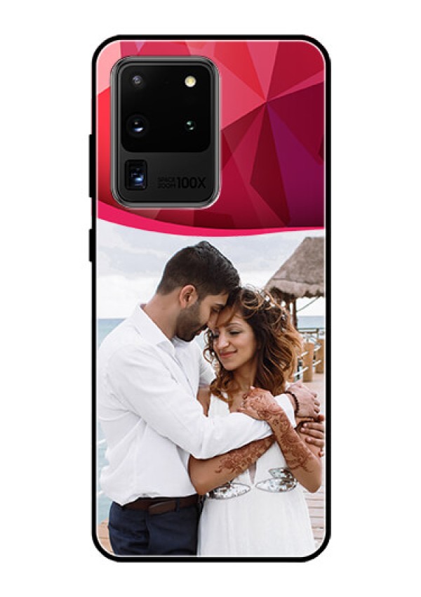Galaxy S20 Ultra Custom Glass Mobile Case  - Red Abstract Design