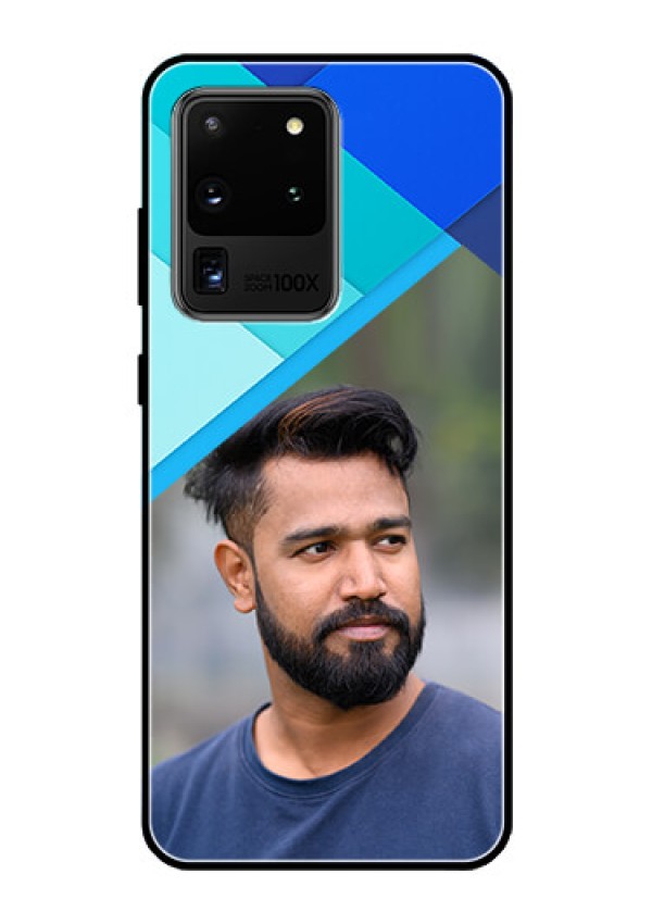 Galaxy S20 Ultra Custom Glass Phone Case  - Blue Pattern Design
