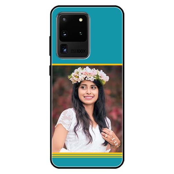 Galaxy S20 Ultra Custom Glass Phone Case  - Yellow & Blue Design 