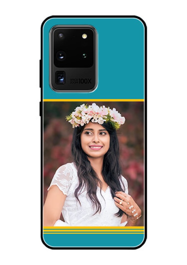 Galaxy S20 Ultra Custom Glass Phone Case  - Yellow & Blue Design 