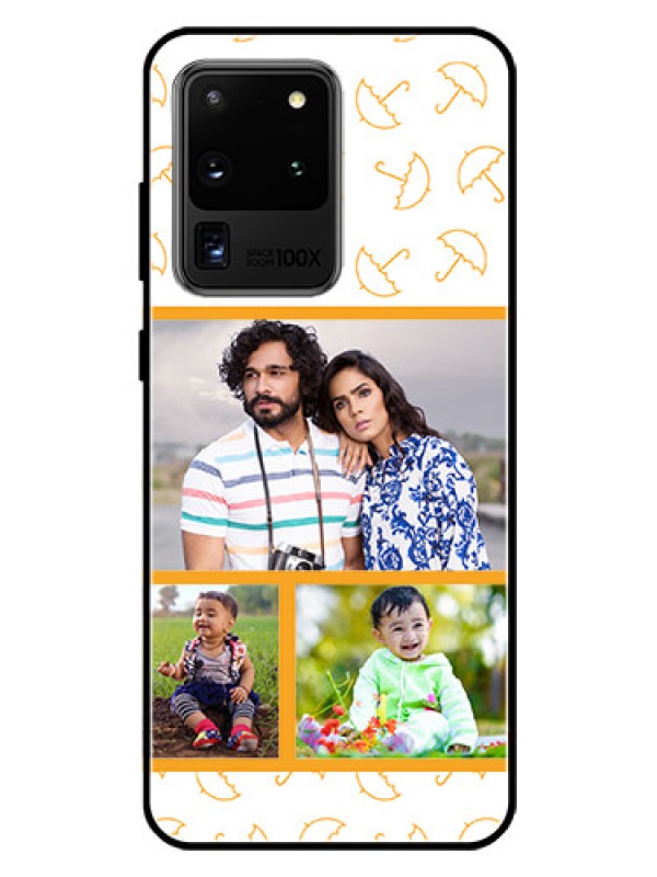 Custom Galaxy S20 Ultra Custom Glass Mobile Case  - Yellow Pattern Design