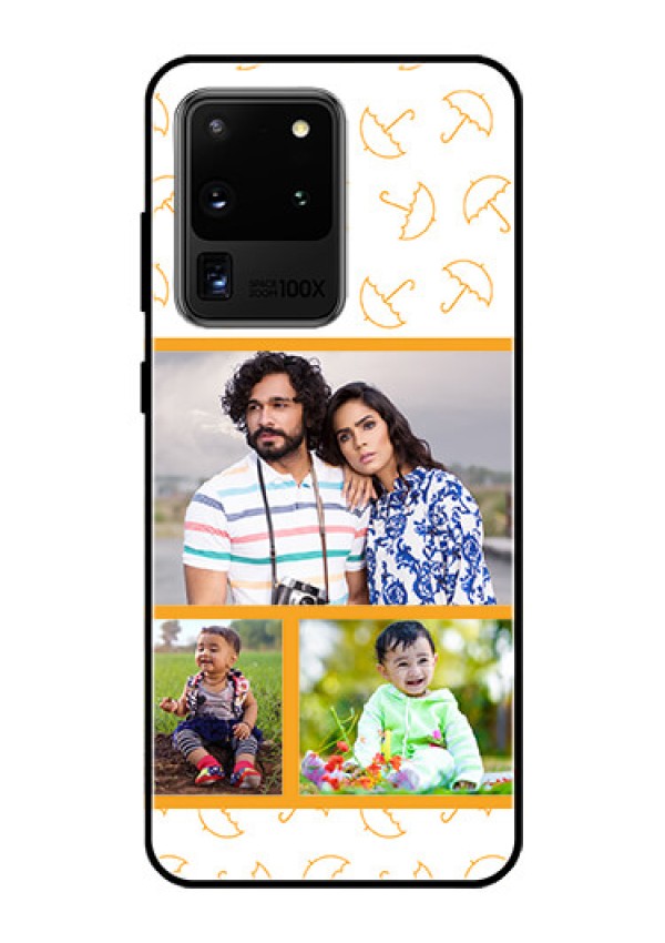 Galaxy S20 Ultra Custom Glass Mobile Case  - Yellow Pattern Design