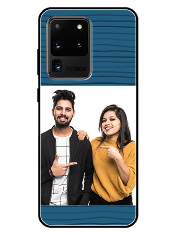 Custom Galaxy S20 Ultra Custom Glass Phone Case  - Blue Pattern Cover Design