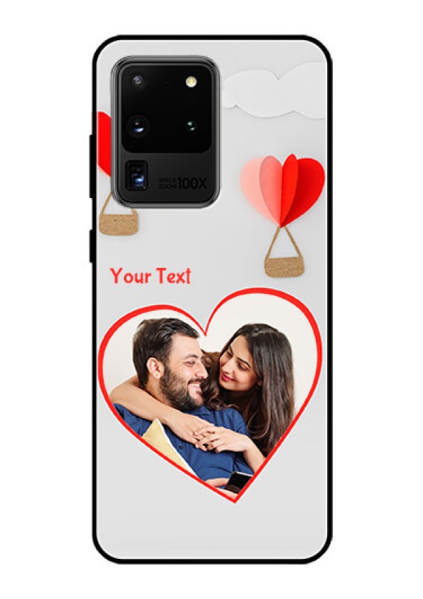 Galaxy S20 Ultra Custom Glass Mobile Case  - Parachute Love Design
