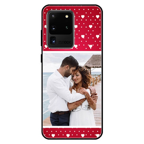 Galaxy S20 Ultra Photo Printing on Glass Case  - Hearts Mobile Case Design