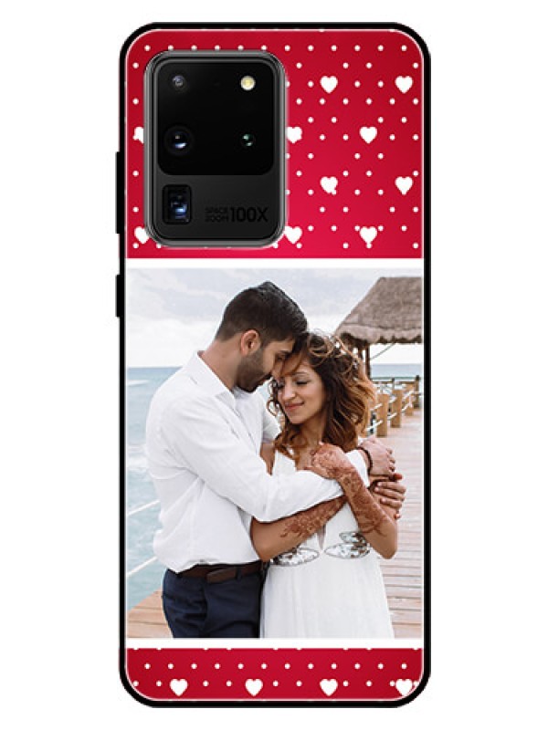 Custom Galaxy S20 Ultra Photo Printing on Glass Case  - Hearts Mobile Case Design