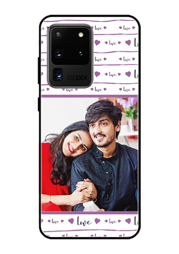 Galaxy S20 Ultra Custom Glass Mobile Case  - Couples Heart Design