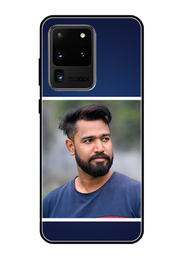Galaxy S20 Ultra Personalized Glass Phone Case  - Simple Royal Blue Design