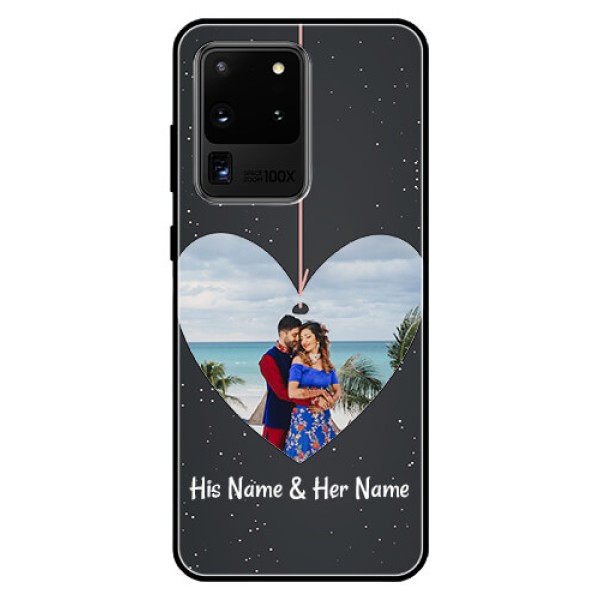 Galaxy S20 Ultra Custom Glass Phone Case  - Hanging Heart Design