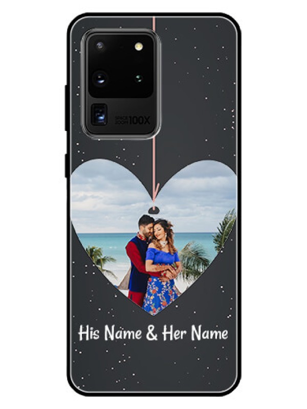 Custom Galaxy S20 Ultra Custom Glass Phone Case  - Hanging Heart Design