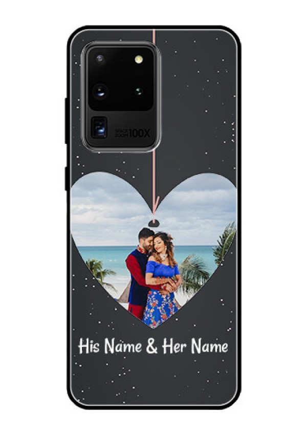 Galaxy S20 Ultra Custom Glass Phone Case  - Hanging Heart Design
