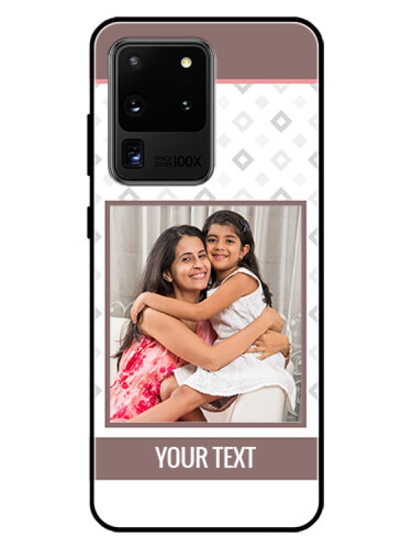 Custom Galaxy S20 Ultra Photo Printing on Glass Case  - Simple Diamond Design