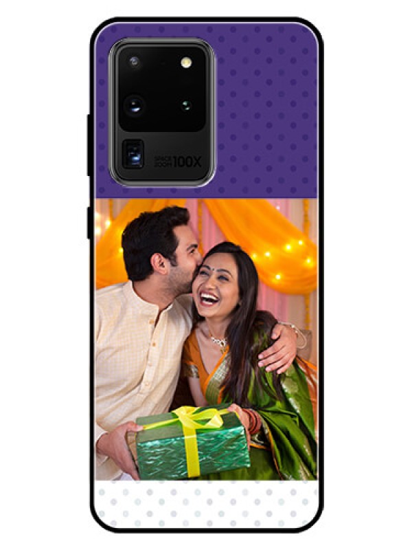 Custom Galaxy S20 Ultra Personalized Glass Phone Case  - Violet Pattern Design