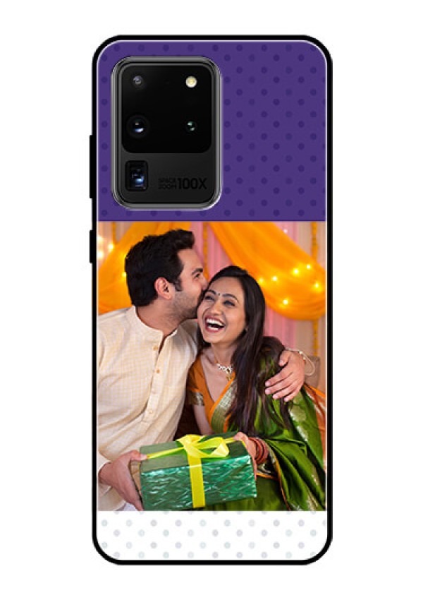 Galaxy S20 Ultra Personalized Glass Phone Case  - Violet Pattern Design