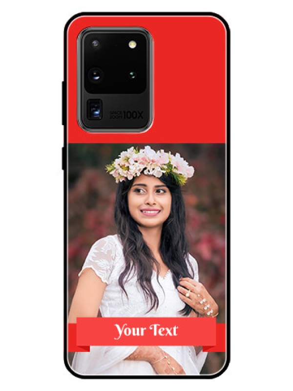 Custom Galaxy S20 Ultra Custom Glass Phone Case  - Simple Red Color Design