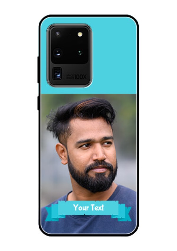 Galaxy S20 Ultra Personalized Glass Phone Case  - Simple Blue Color Design