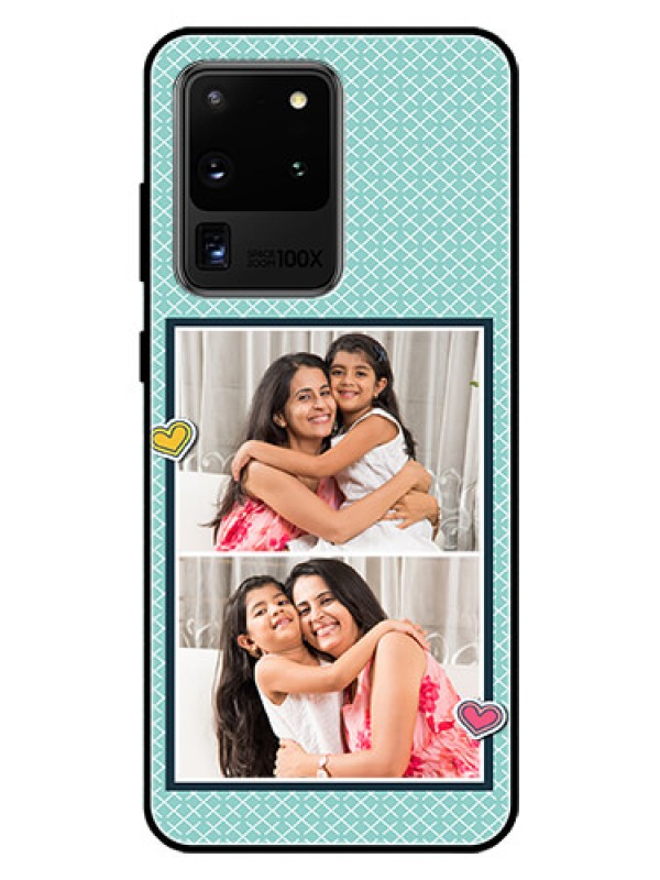 Custom Galaxy S20 Ultra Custom Glass Phone Case  - 2 Image Holder with Pattern Design